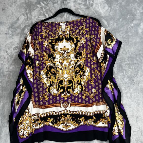 Vintage Cache Womens Y2K Equestrian Scarf Print KimonoTop Size S  Country Office - Picture 4 of 9